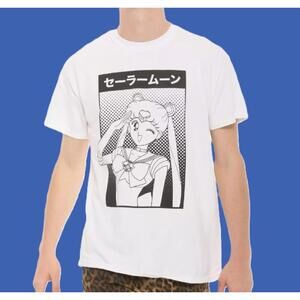 Sailor Moon Manga Comic Panel Graphic T Shirt Mens Large White Japanese Anime